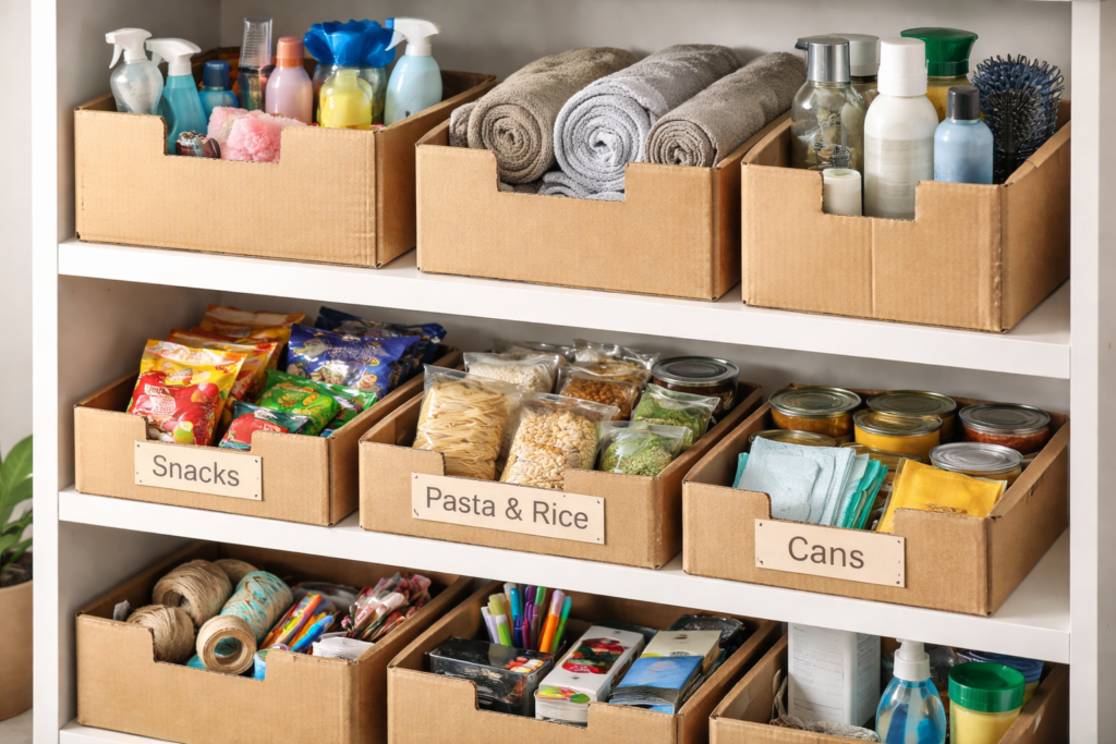 Organizadores Domésticos com Caixas Reutilizadas: Guia Prático