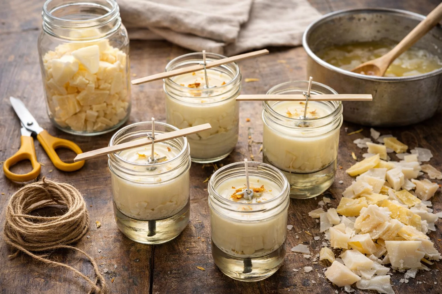 Passo a Passo Para Montar Velas Naturais Reutilizando Restos de Cera e Potes de Vidro