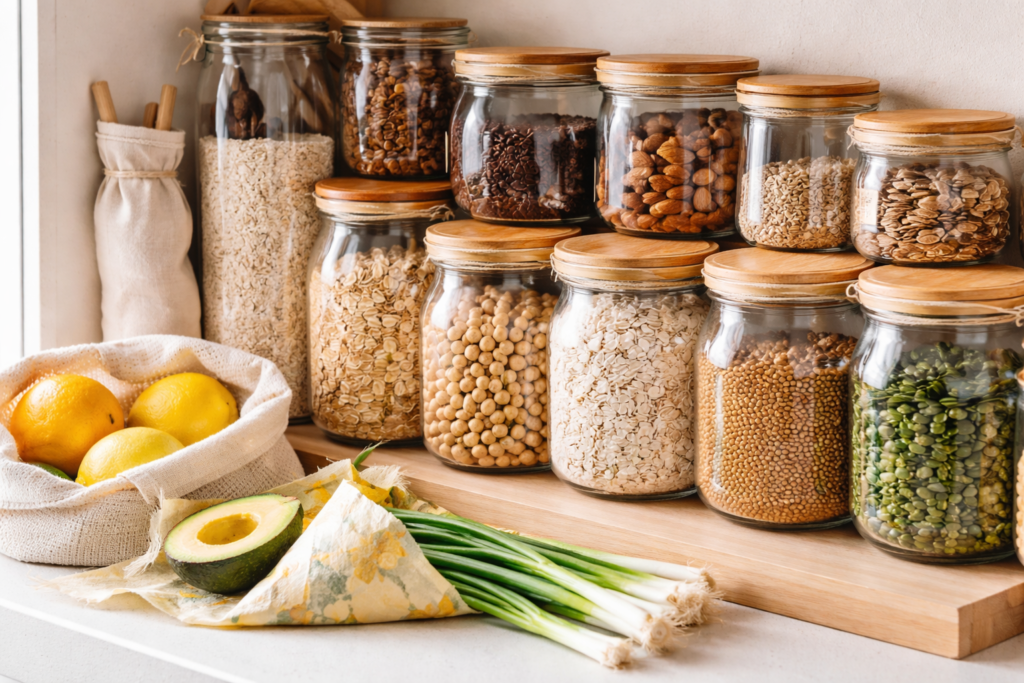 Rotina Low-Waste na Cozinha: Como Armazenar Alimentos com Zero Plástico